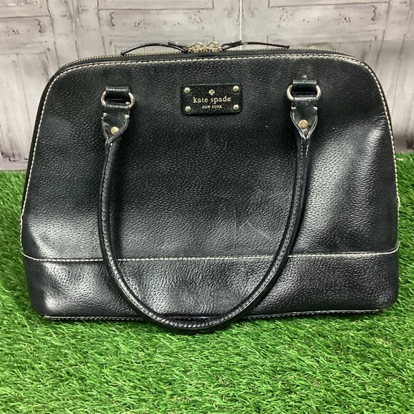 Kate Spade Black Leather Dome Satchel Handbag - Picture 1 of 16